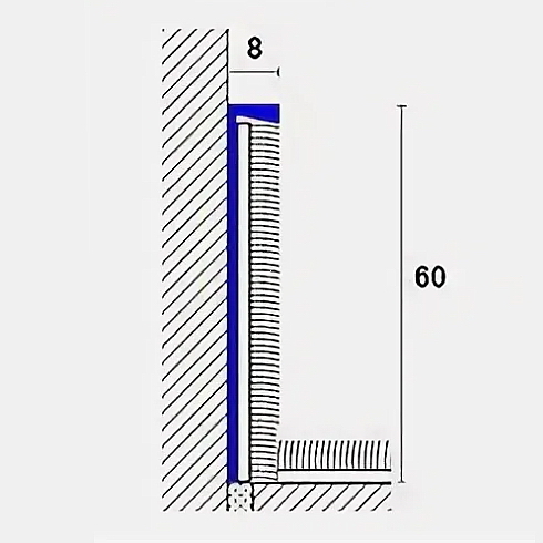 Алюминиевый плинтус для ковролина 60*8 3м