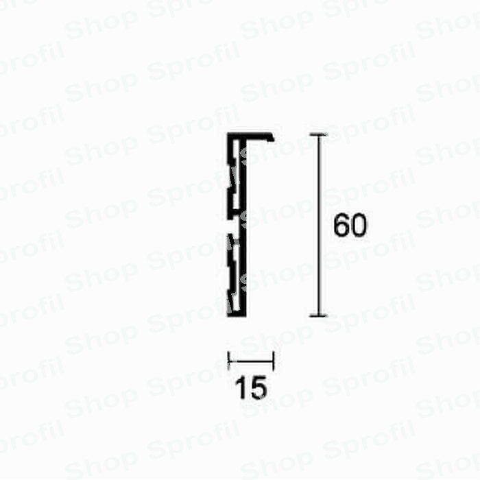 Усиленный встраиваемый алюминиевый скрытый плинтус Profilpas 87/6-78338 60*15 2м